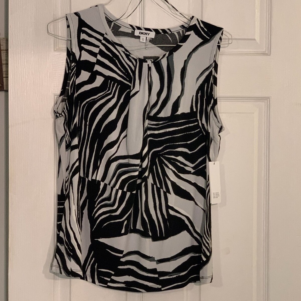 DKNY Black and White Zebra Print Women's Top